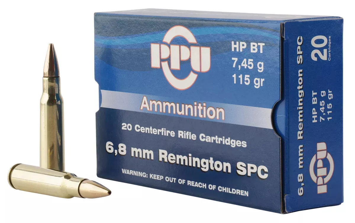 PPU PP68H Standard Rifle6.8mmRemSPC 115gr Hollow Point Boat Tail 20 Per Box/50 Case