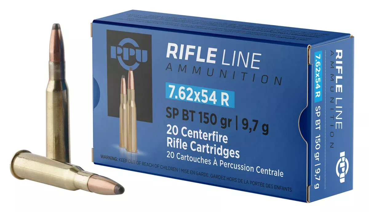 PPU PP76254S Metric Rifle7.62x54mmR 150gr Soft Point Boat Tail 20 Per Box/10 Case