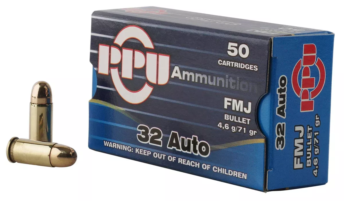 PPU PPH32AF Handgun32ACP 71gr Full Metal Jacket 50 Per Box/20 Case