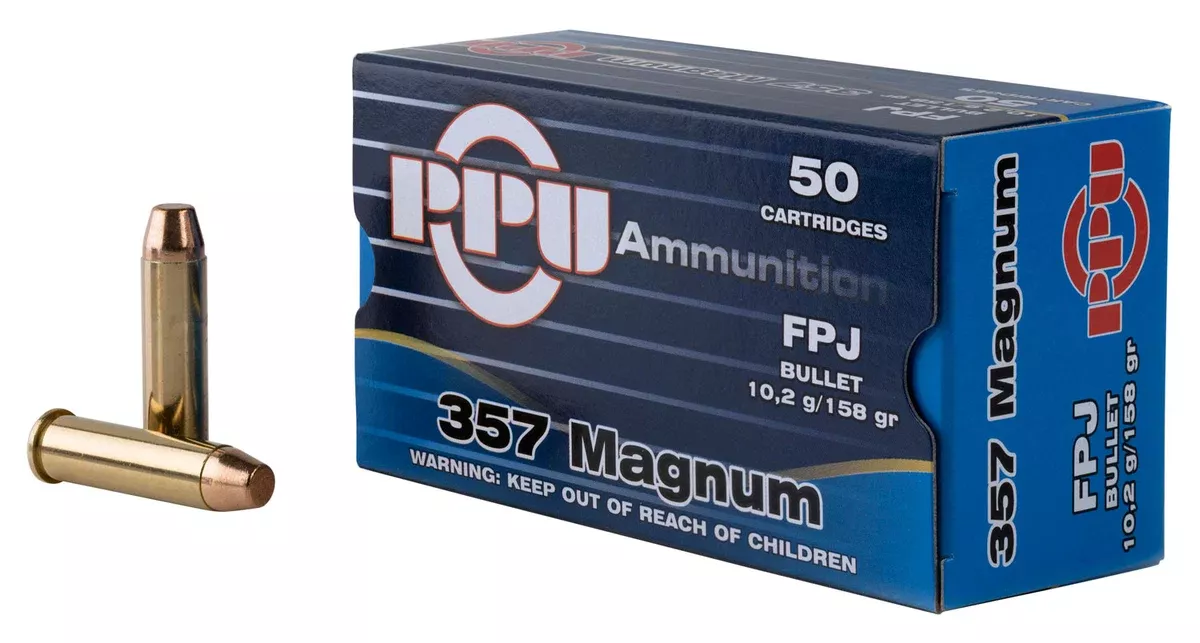 PPU PPH357MF Handgun357Mag 158gr Flat Point Jacketed 50 Per Box/10 Case