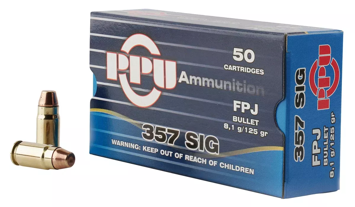 PPU PPH357S Handgun357Sig 125gr Flat Point Jacketed 50 Per Box/20 Case