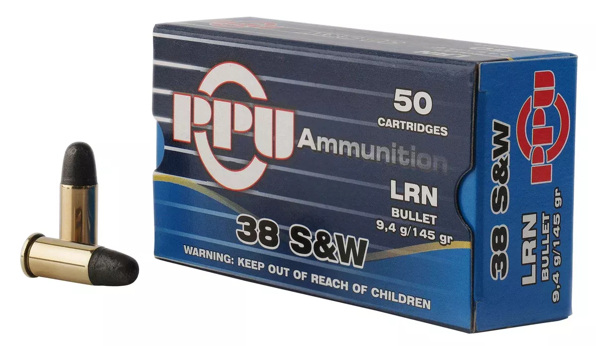 PPU PPH38SW Handgun38S&W 145gr Lead Round Nose 50 Per Box/20 Case