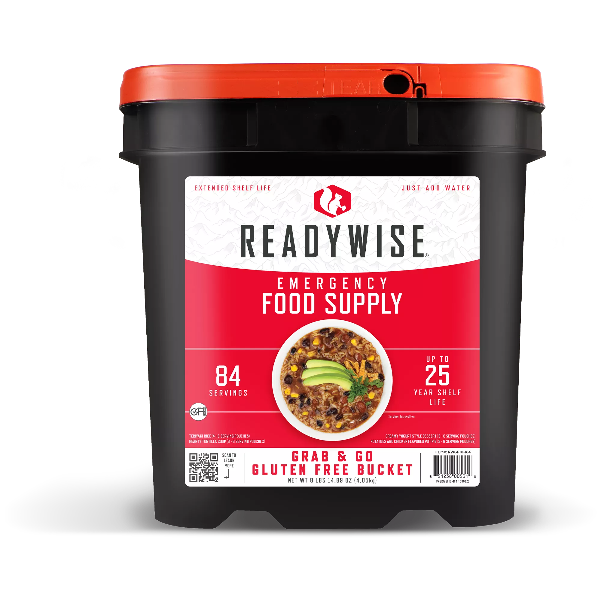 ReadyWise RWGF01184 Gluten Free Freeze Dried Entrees 84 Servings Per Bucket