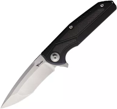Reate Knives K-4 Flipper - 3.75" M390 Compound Tanto Blade, Black PVD Titanium Handles with Carbon Fiber Inlays