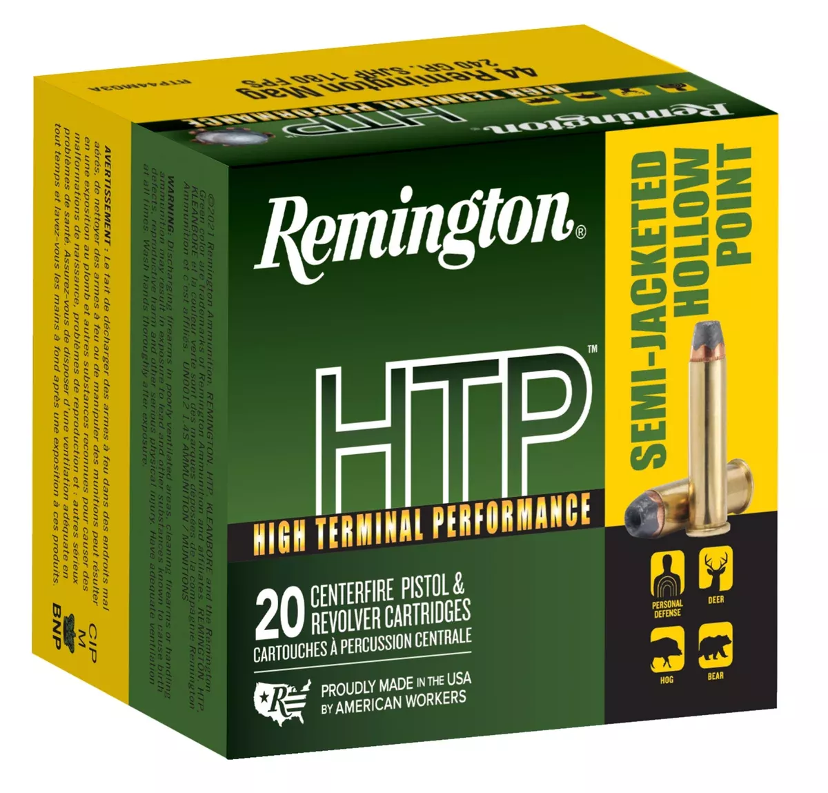 Remington Ammunition 23010 HTP44RemMag 240gr Semi Jacketed Hollow Point 20 Per Box/25 Case