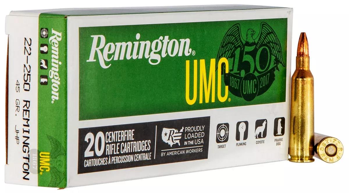 Remington Ammunition 23750 UMC22-250Rem 45gr Jacketed Hollow Point 20 Per Box/10 Case