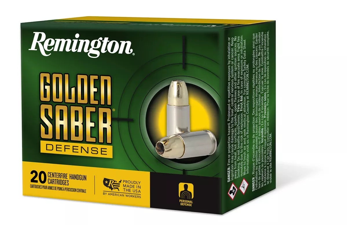 Remington Ammunition 27605 Golden Saber Defense 380ACP 102gr Brass Jacketed Hollow Point 20 Per Box/25 Case