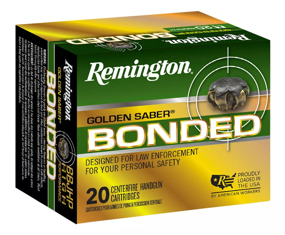 Remington Ammunition 29327 Golden Saber Bonded45ACP 230gr Bonded Brass Jacketed Hollow Point 20 Per Box/25 Case