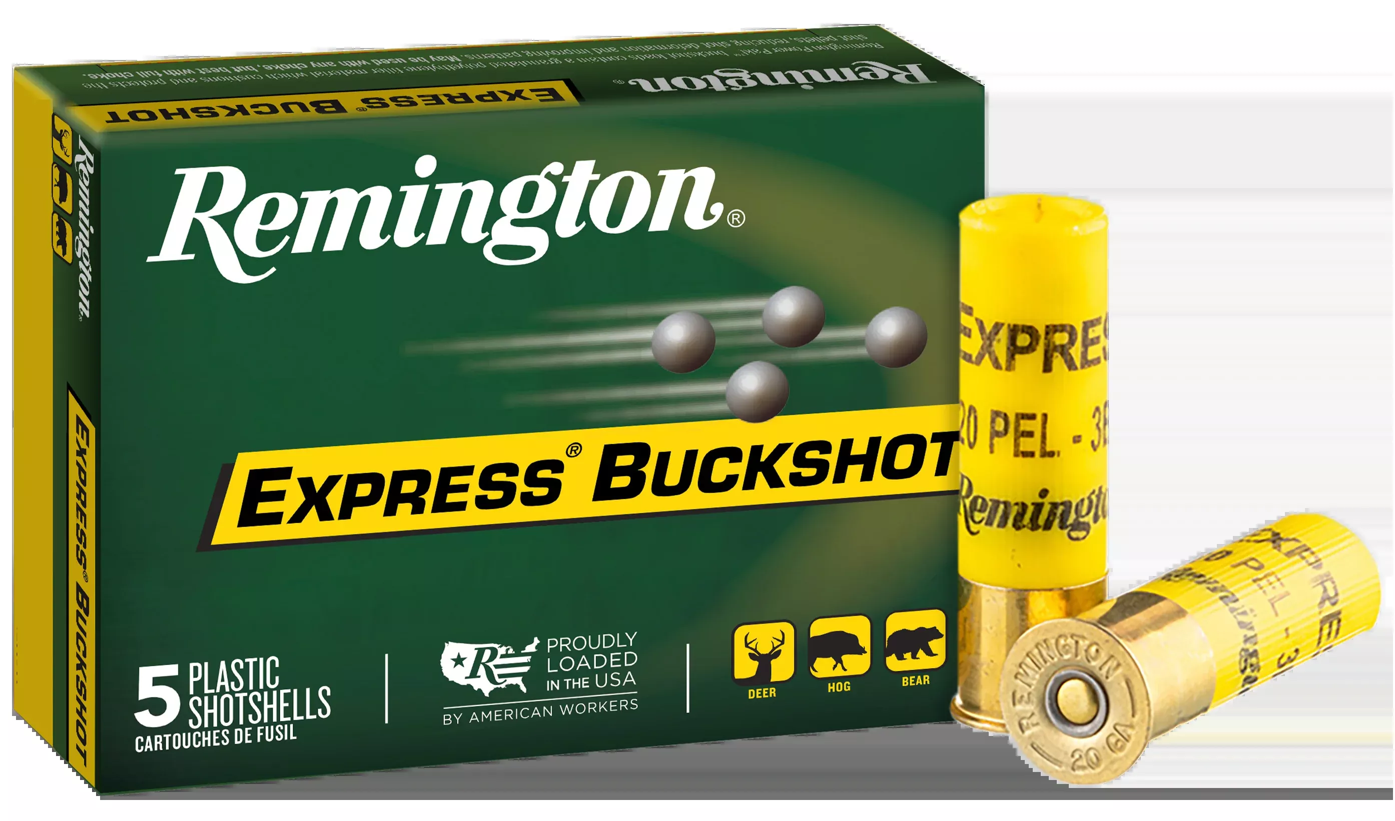 Remington Ammunition Express Buckshot 20 Gauge 2.75" 3 Buck 20 Pellets 5 Rd Box/50 Case - Box or Case