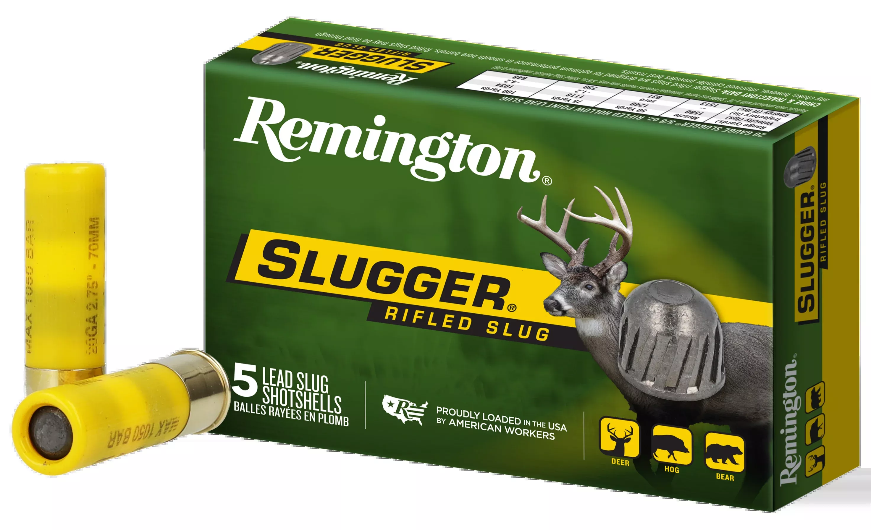 Remington Ammunition Slugger 20 Gauge 2.75" 5/8 oz Rifled Slug 5 Rd - Box or Case