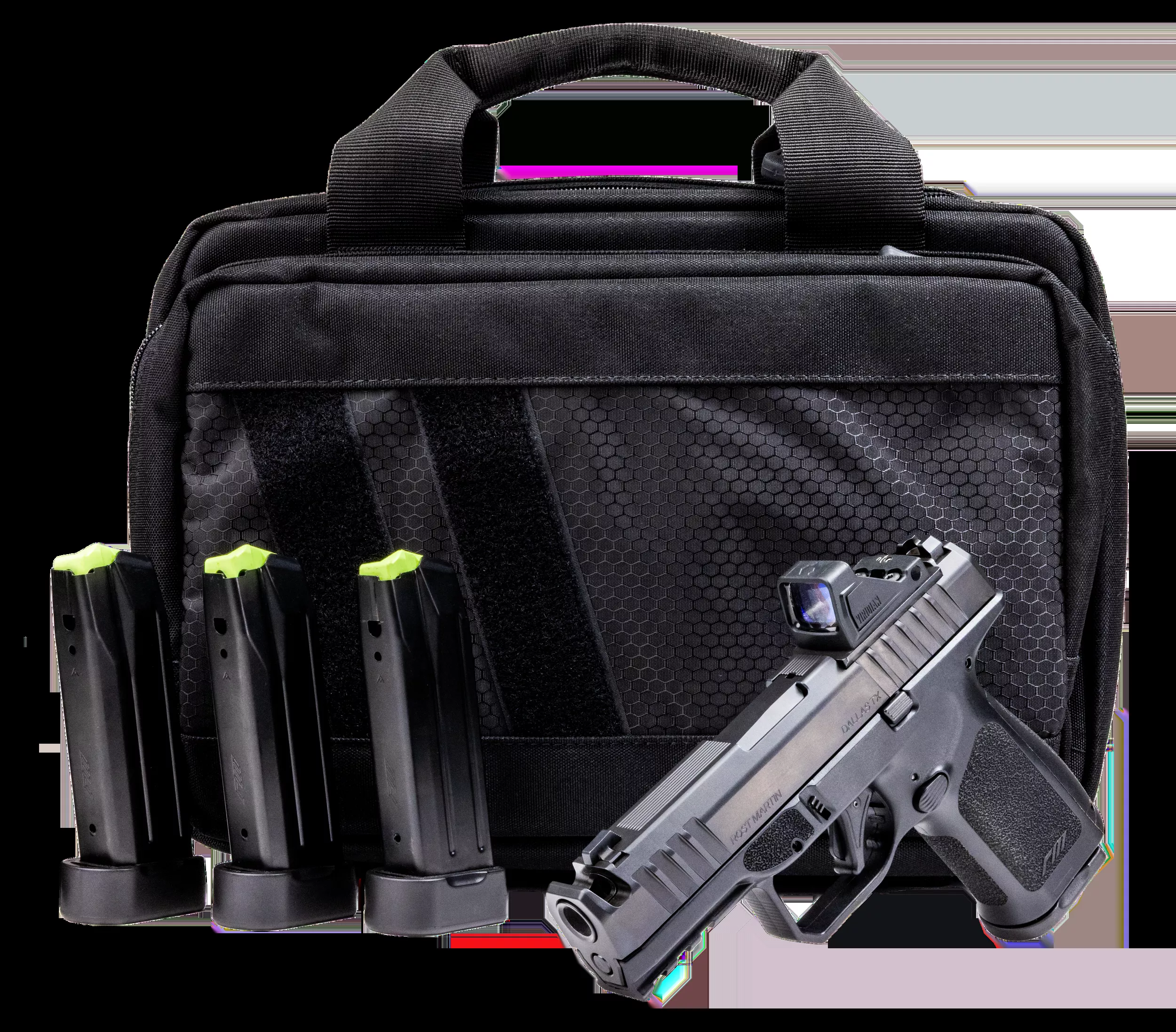 Rost Martin RM1CBLKOSP(COMP)SPL RM1C Comp Bundle 9mm Luger 17+1 4" Compensated Barrel, Black Nitron Steel Integrated Compensator/Serrated w/Optic Slide, Black Polymer Frame w/Picatinny Rail, Textured