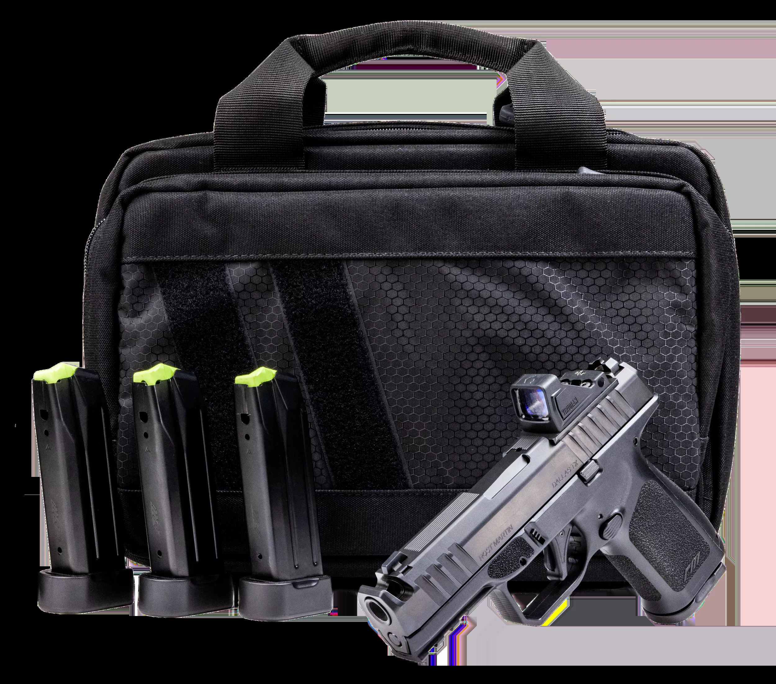 Rost Martin RM1CBLKOSP10CA(COMP)-P RM1C Comp Bundle *CA Compliant Compact Frame 9mm Luger 10+1 4" Compensated Barrel, Black Nitron Steel Integrated Compensator/Serrated w/Optic Slide, Black Polymer Fr