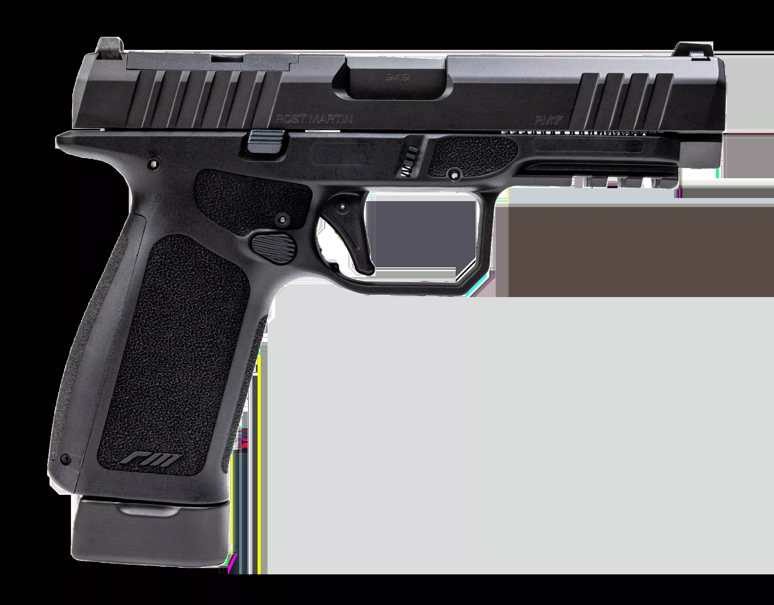 Rost Martin RM1FBLKOSP RM1F9mm Luger 17+1 19+1 4.50" Black Match Grade Barrel Black Nitron Steel Optic Ready/Serrated Slide Black Polymer Frame w/Picatinny Rail Interchangeable Backstrap Grip RMR Fo