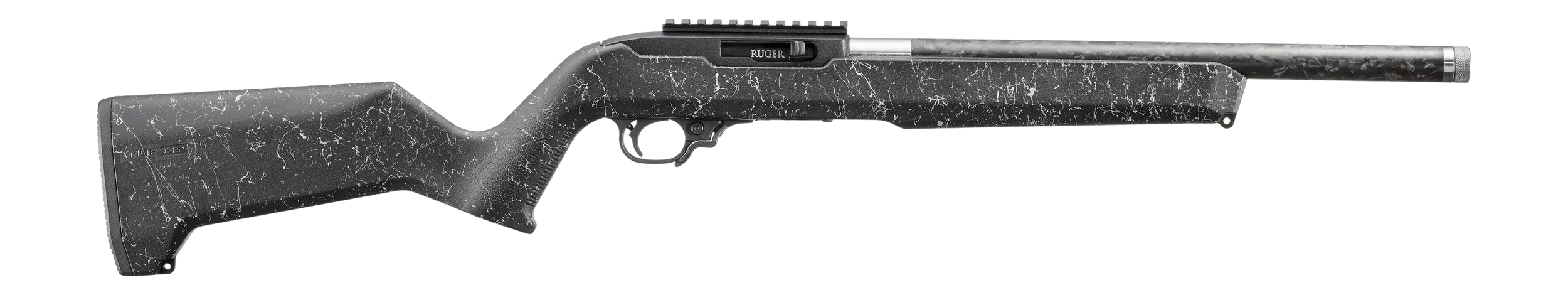 Ruger 32014 10/22 Carbon Fiber 22 LR 10+1 16.10" Carbon Fiber Threaded Barrel, Black Receiver w/Scope Rail, Textured Black w/White Specks Magpul MOE X-22 w/M-LOK Textured Synthetic Stock