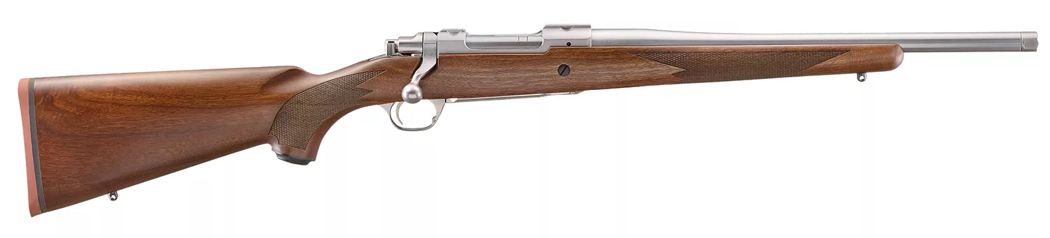 Ruger 67107 Hawkeye Hunter 358 Win 4+1 16.60″ Satin Threaded Barrel, Satin Stainless Steel Receiver w/Integral Scope Mount, American Walnut Fixed Stock, Right Hand