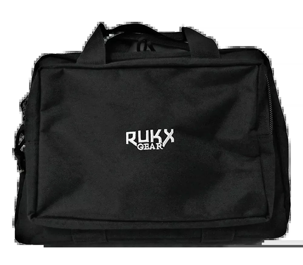 RUKX Gear Double Pistol Case Black 600D Polyester - Holds 2 Handguns
