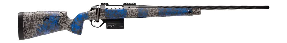 Seekins Precision 11710485F Havak PH3 NRL Full Size 22 Creedmoor 5+1 24" Black Spiral Fluted Threaded Barrel, Black Receiver w/Picatinny Rail, M3 Adj w/Mini Chassis Glacier Shadow Camo Carbon Composit