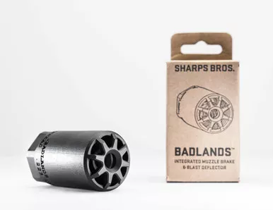 Sharps Bros. Badlands Blast Deflector - .223 Through .354 Caliber, Nitride Finish, Black, Fits 1/2X28" Thread Patterns