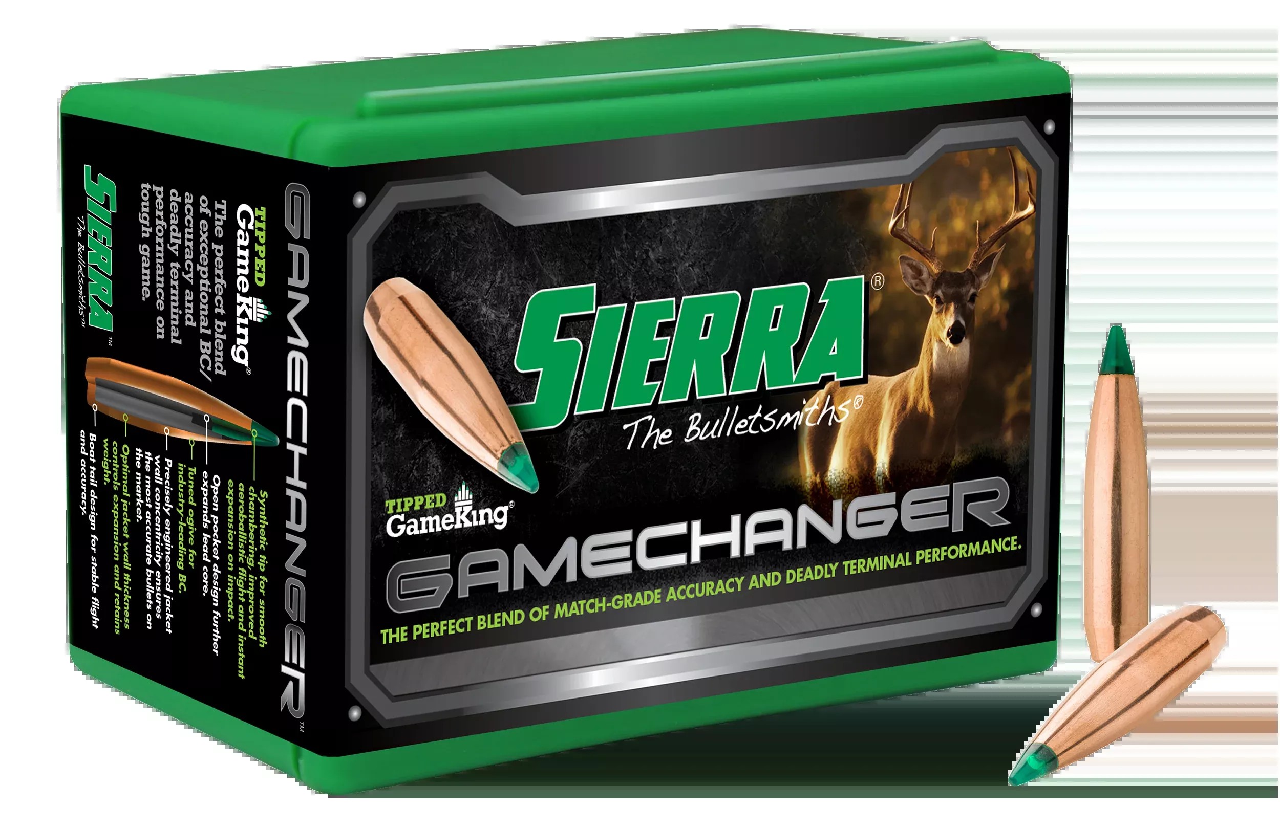 Sierra Tipped GameKing 6mm (.243) 100gr Boat Tail Polymer Tip Rifle Bullets 100/Box 4110