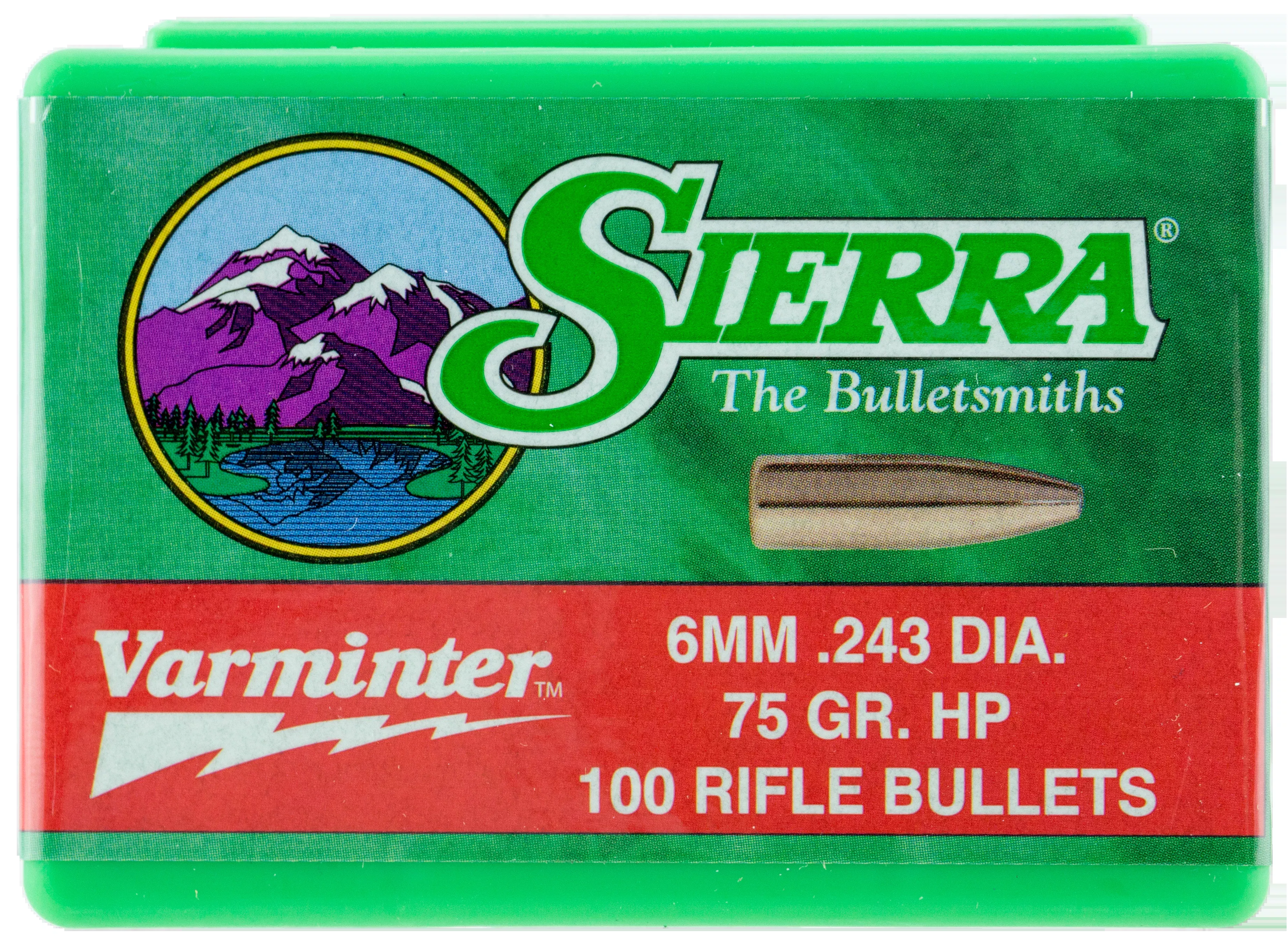 Sierra Varminter 6mm .243 75gr Hollow Point Reloading Bullets - 100/Box