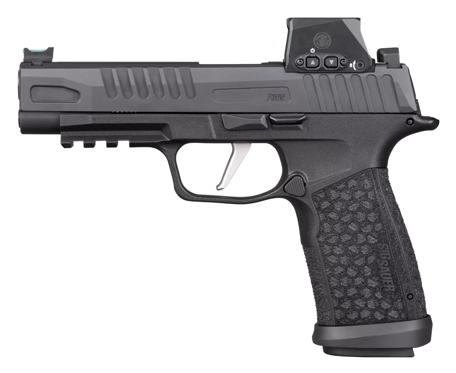 Sig Sauer 365XF9BFORXSL P365 Fuse w/Optic Compact 9mm Luger 21+1 4.30" Black DLC Barrel, Black Nitron Stainless Steel Serrated w/Optic Slide, Black DLC Stainless Steel Frame w/Beavertail & Picatinny R