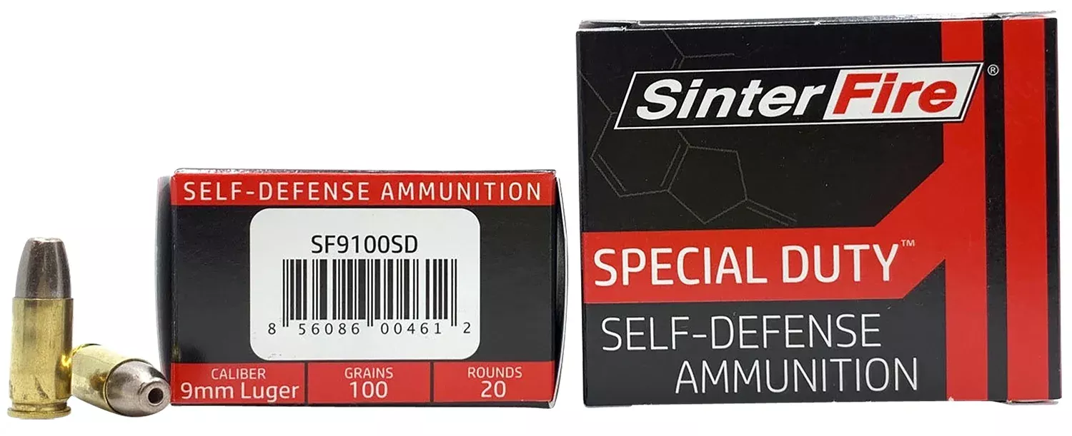 SinterFire Inc SF9100SD Special Duty (SD)9mmLuger 100gr Lead Free Frangible Hollow Point 20 Per Box/10 Case