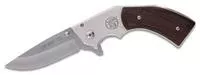 Smith & Wesson M325 Revolver Flipper Knife 3 " Satin Drop Point Blade, Wooden Revolver Grip Handles