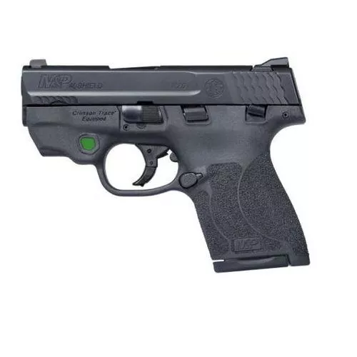 Smith & Wesson Shield M2.0 Compact 40 S&W 3.1" Polymer Black 6Rd & 7Rd 2 Mags Crimson Trace Green Laser Thumb Safety Fixed Sights