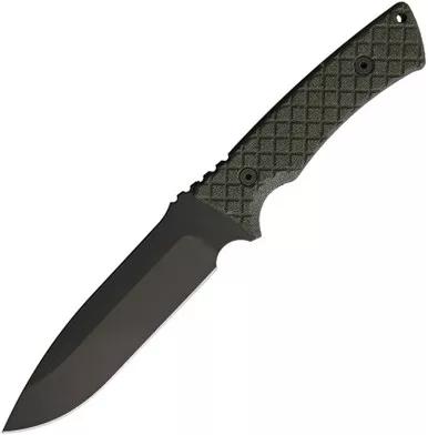 Spartan Blades Damysus Fixed Blade Knife - 5.5" 1095 Black Powder Coated Blade, Green Micarta Handles, Black Injection Molded Sheath - SBSL003BKBK