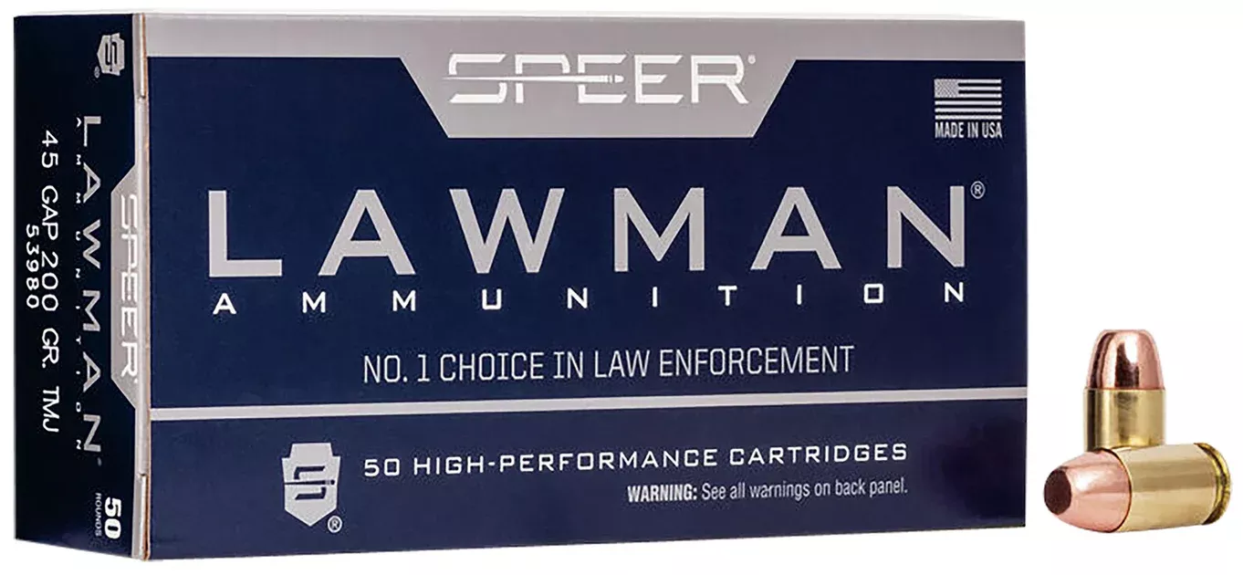 Speer 53980 Lawman45GAP 200gr Total Metal Jacket Flat Nose 50 Per Box/20 Case