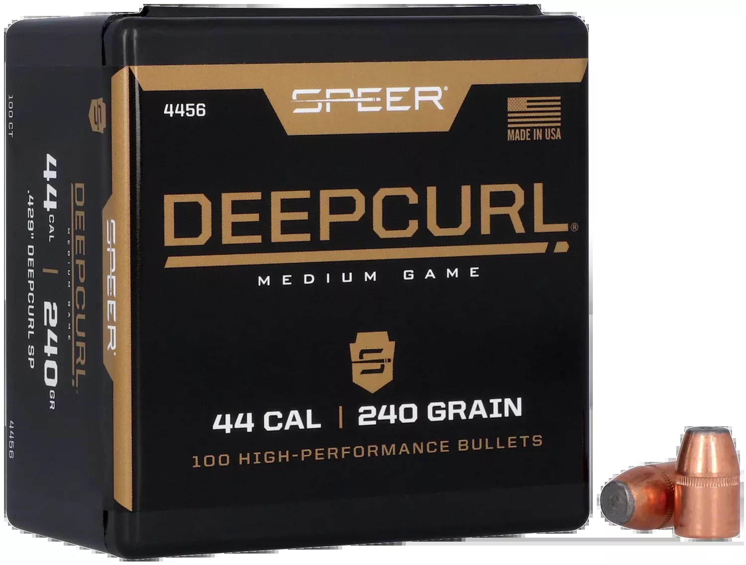 Speer Ammo 4456 DeepCurl .429 44 Cal 240gr Soft Point Reloading Bullets - 100/Box