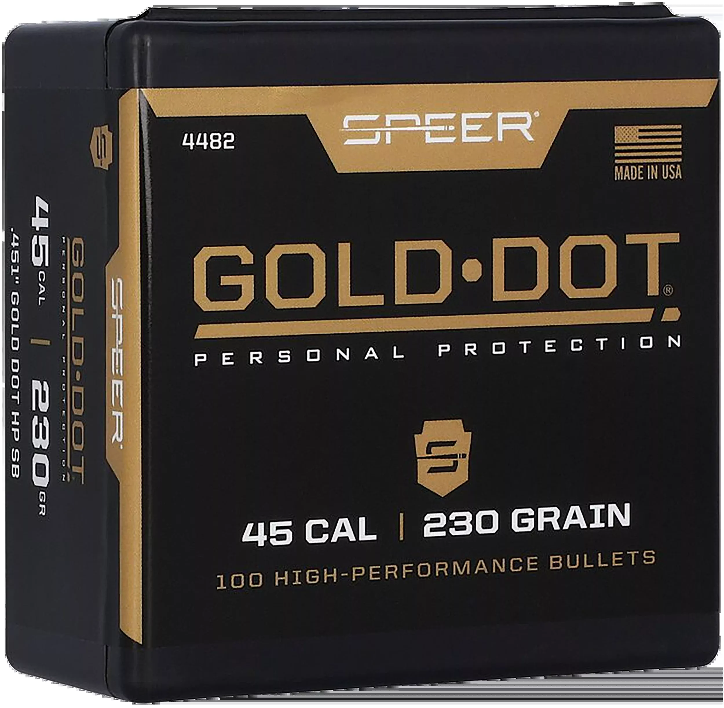 Speer Ammo 4482 Gold Dot Personal Protection .45 Cal 230gr Hollow Point Reloading Bullets - 100/Box