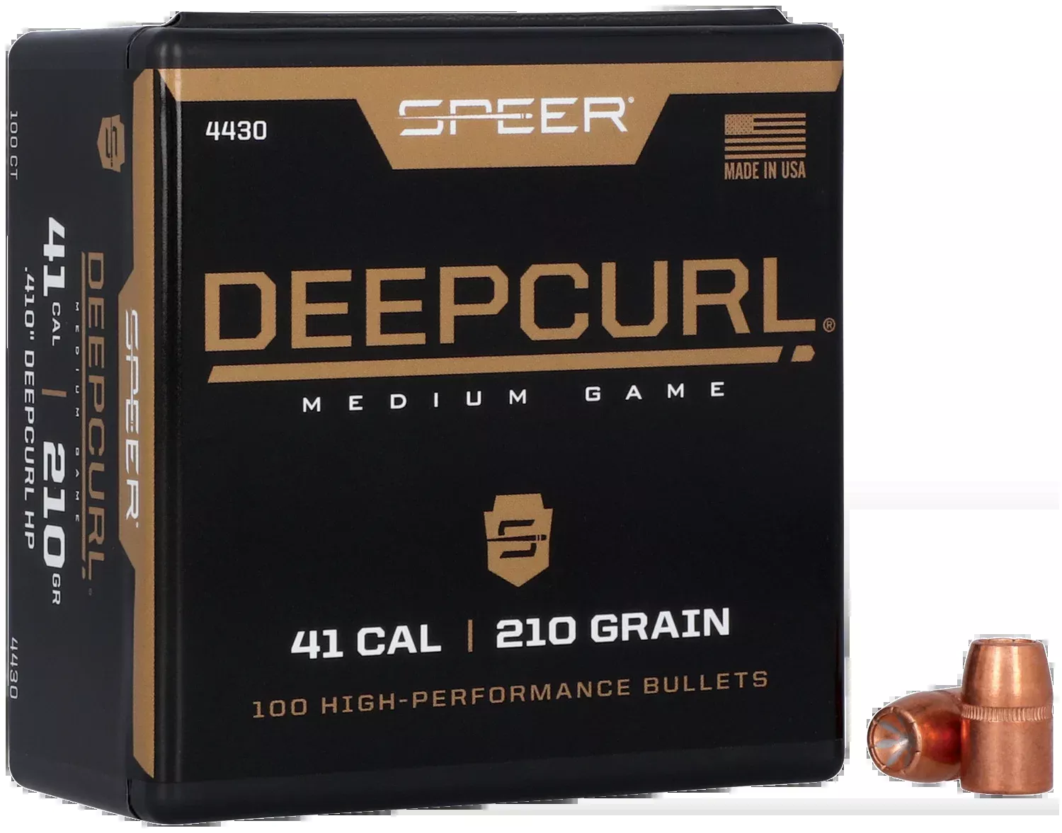 Speer Ammo DeepCurl 41 Cal 210gr Hollow Point Reloading Bullets - 100/Box