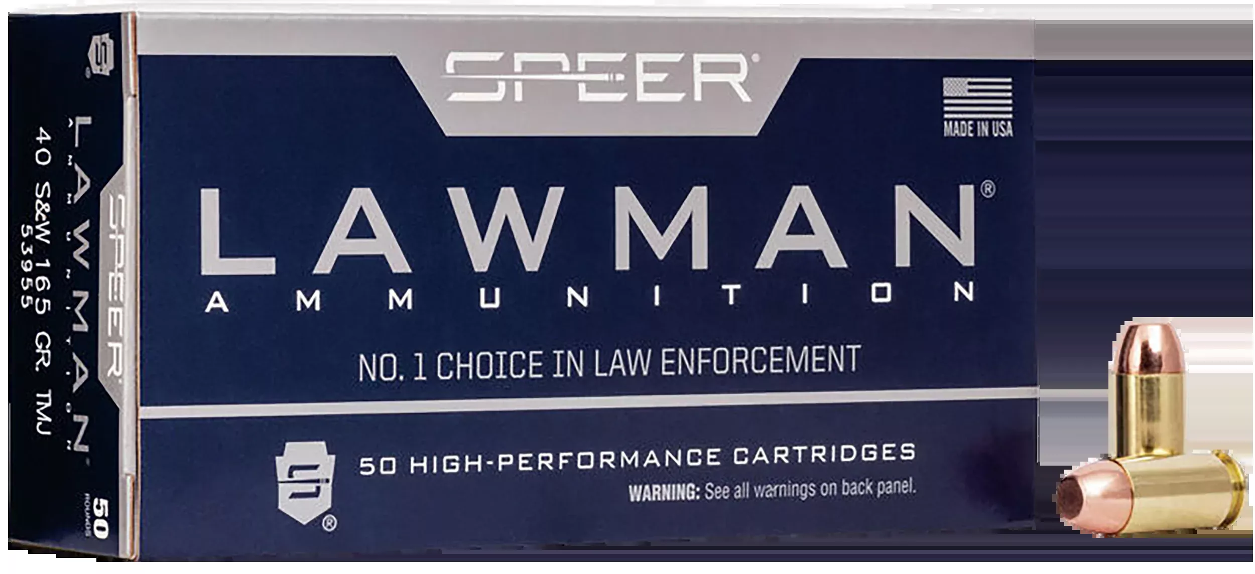 Speer Ammo Lawman 40 S&W 165gr Total Metal Jacket Flat Nose 50 Bx/20 Cs - Box or Case