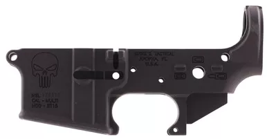 Spikes STLS015 Punisher Stripped Lower Receiver Multi-Caliber 7075-T6 Aluminum Black Anodized for AR-15