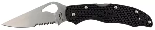Spyderco BY01PSBK2 Byrd Harrier 2 Lightweight 3.36" Folding Part Serrated 3Cr13MoV SS Blade BlackTextured FRN Handle Includes Pocket Clip