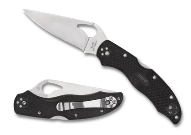 Spyderco Byrd Harrier 2 Lightweight Folding Knife - 3.39" 8Cr13MoV Partially Serrated Blade, Black FRN Handles