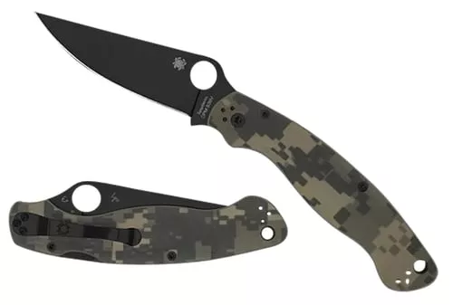 Spyderco C36GPCMOBK2 Military 24" Folding Plain Black DLC CPM S30V SS Blade/ Digital Camo G10 Handle Includes Pocket Clip
