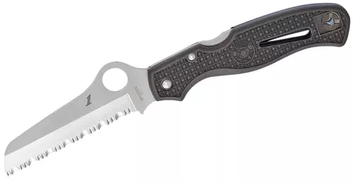 Spyderco C89SBK Atlantic Salt3.69" Folding Sheepsfoot Serrated H1 Steel Blade Black Molded FRN Handle Includes Pocket Clip