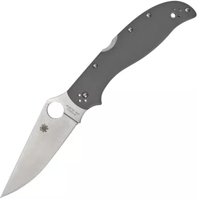 Spyderco Stretch 2 XL Folding Knife - 3.99" CPM-CruWear Satin Plain Blade, Gray G10 Handles - C258GPGYCW