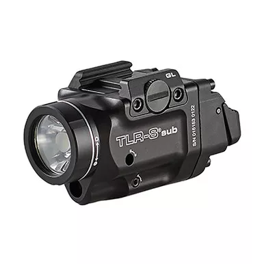 Streamlight TLR-8 Sub Compact Rail-Mounted Tactical Light with Red Laser - Glock 43x/48 MOS -Black Finish