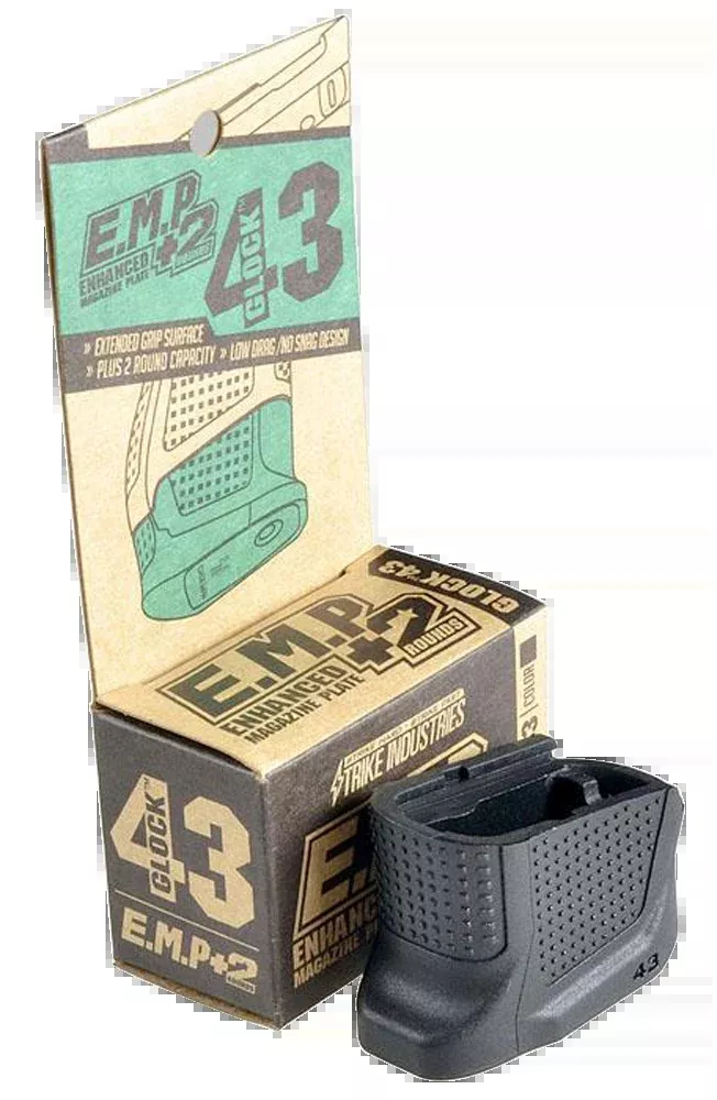 Strike Industries Enhanced Magazine Plate +2 for Glock 43 Black Polymer