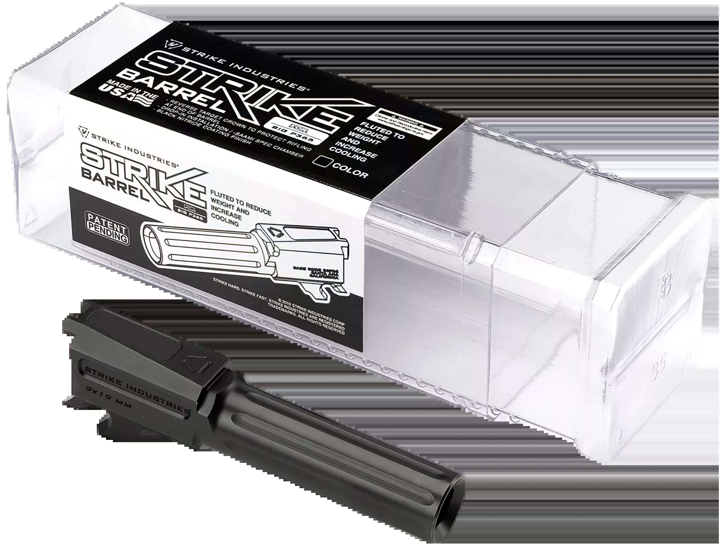 Strike P365 9mm Luger Replacement Barrel 3.10in Fluted Black Nitride Steel for Sig P365 P365BARREL