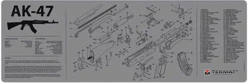TekMat AK-47 Cleaning Mat Parts Diagram 36" X 12" Grey