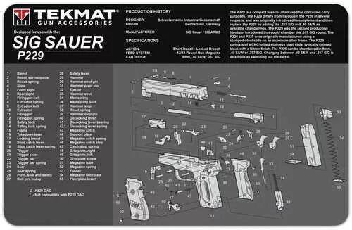 Tekmat Tekr20sigp229 Sig Sauer P229 Ultra 20 Cleaning Mat