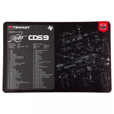 TekMat Ultra 11x17 Kimber CDS9 Gun Cleaning Mat Black - TEK-R17-KIMBER-CDS9