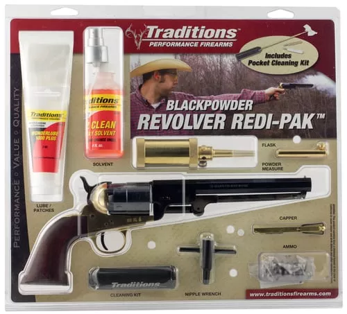 Traditions FRS18511 1851 Navy Break Open 44 Cal #11 Percussion 7.50" 6 Shot Brass Frame Blued Barrel & Cylinder Walnut Grip (Redi-Pak)