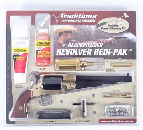 Traditions FRS18581 1858 Army SAO 44 Cal 8" 6 Shot Brass Frame Blued Barrel/Blued Cylinder Walnut Grip Redi-Pack
