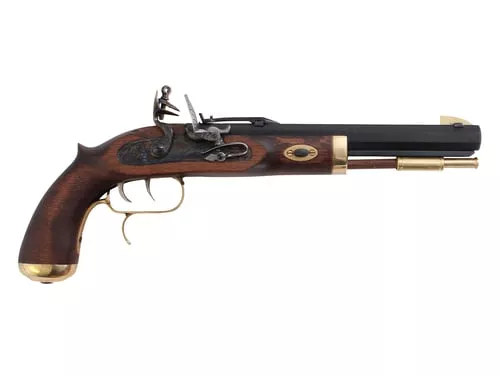 Traditions P1090 TrapperSAO 50 Cal Flintlock 9.75" 1rd Blued Frame & Barrel Hardwood Grip
