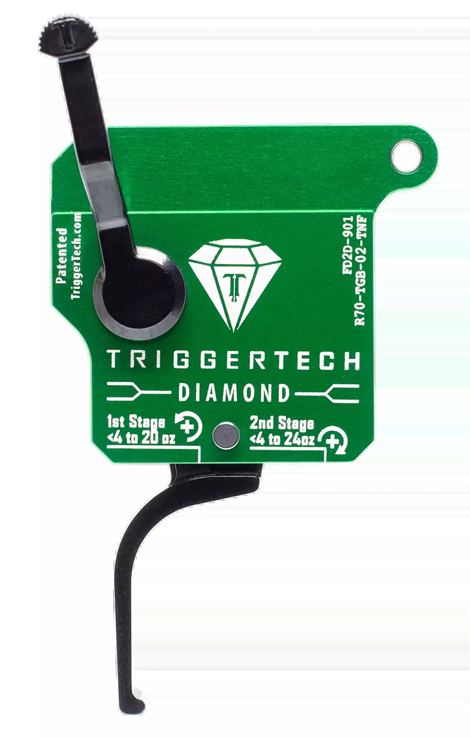 TriggerTech Diamond Remington 700 Two-Stage Flat Clean Trigger 0.50-2.80 lbs Right Hand - Green/Black Finish